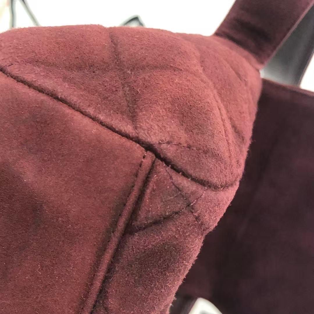 Chanel Kelly Mini Vintage Burgundy Suede Leather Top Handle Bag For Sale 3