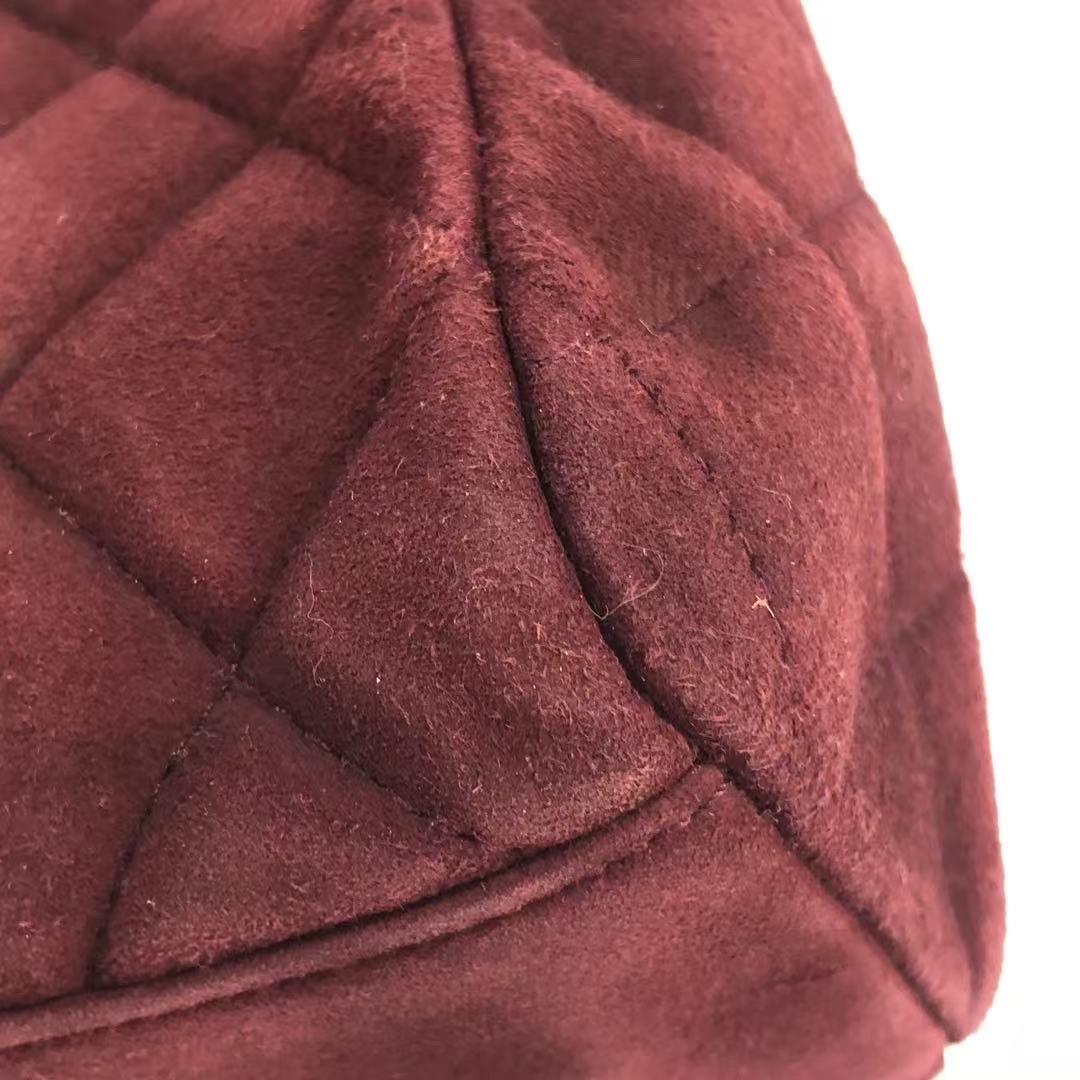 Chanel Kelly Mini Vintage Burgundy Suede Leather Top Handle Bag For Sale 4