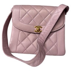 Chanel Kelly Mini Vintage Lavender Lambskin Leather Top Handle Bag