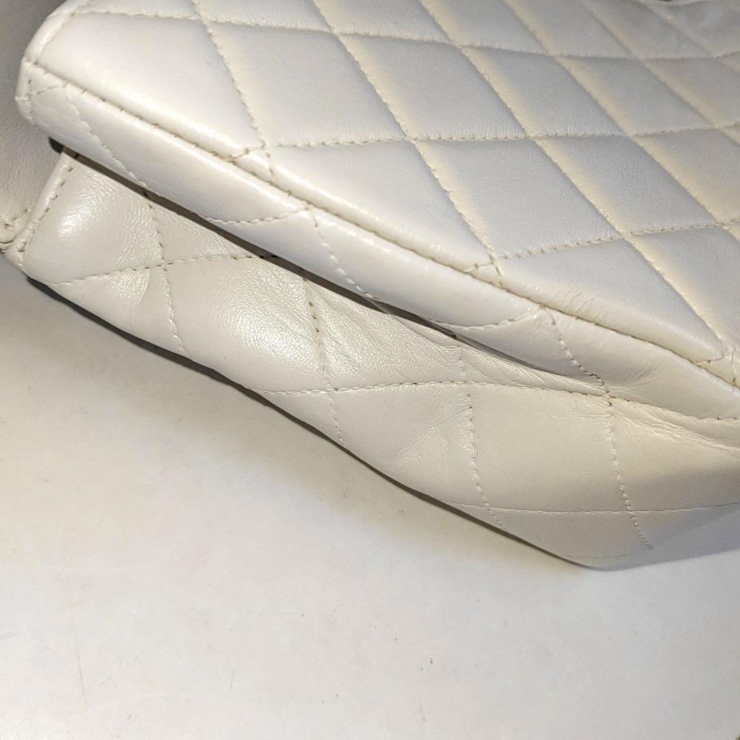 Chanel Kelly Parent Top Handle Flap Bag Medium White Lambskin Leather Gold Hardw For Sale 5