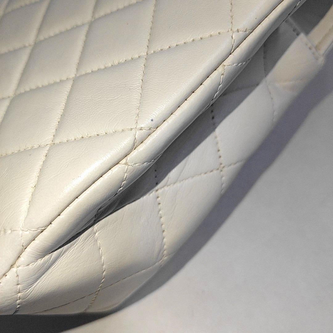 Chanel Kelly Parent Top Handle Flap Bag Medium White Lambskin Leather Gold Hardw For Sale 6