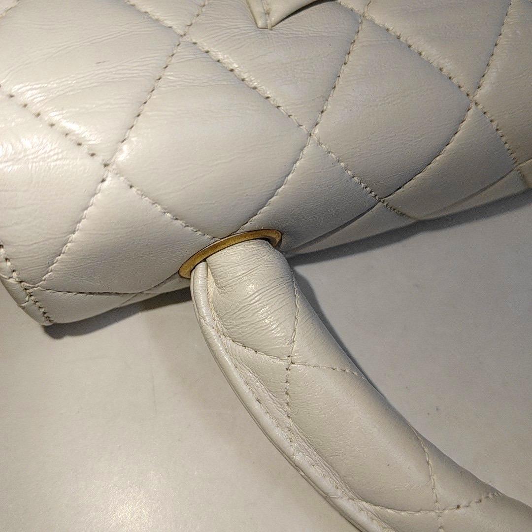 Chanel Kelly Parent Top Handle Flap Bag Medium White Lambskin Leather Gold Hardw For Sale 7