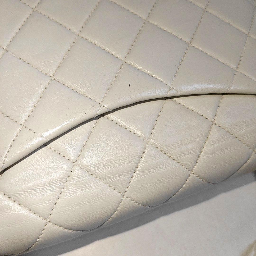 Chanel Kelly Parent Top Handle Flap Bag Medium White Lambskin Leather Gold Hardw For Sale 10