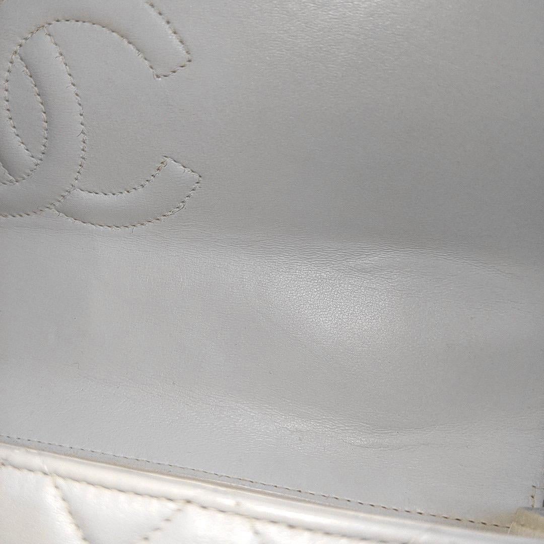 Chanel Kelly Parent Top Handle Flap Bag Medium White Lambskin Leather Gold Hardw For Sale 3