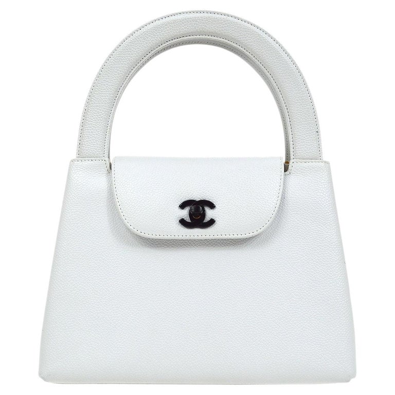CHANEL Caviar Quilted Small Coco Handle Flap White 196092
