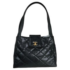Chanel Kelly Top Handle Bag Black Caviar Leather, 2000-2002