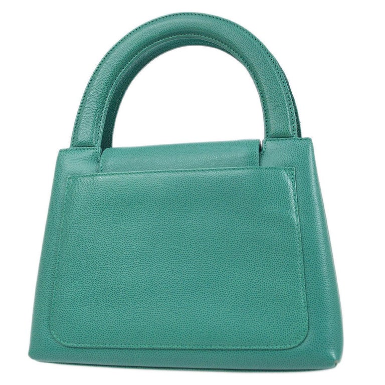 CHANEL Kelly Turquoise Green Caviar Leather Gold Hardware Small