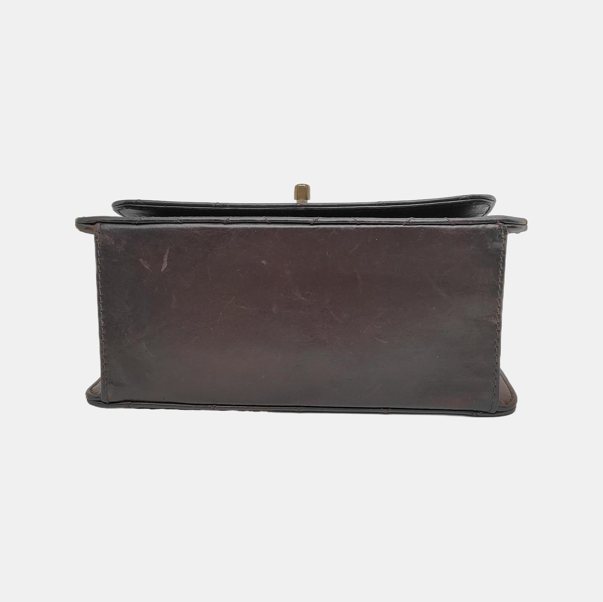 Chanel Kelly Vintage Brown Calfskin Leather Top Handle Bag Pour femmes en vente