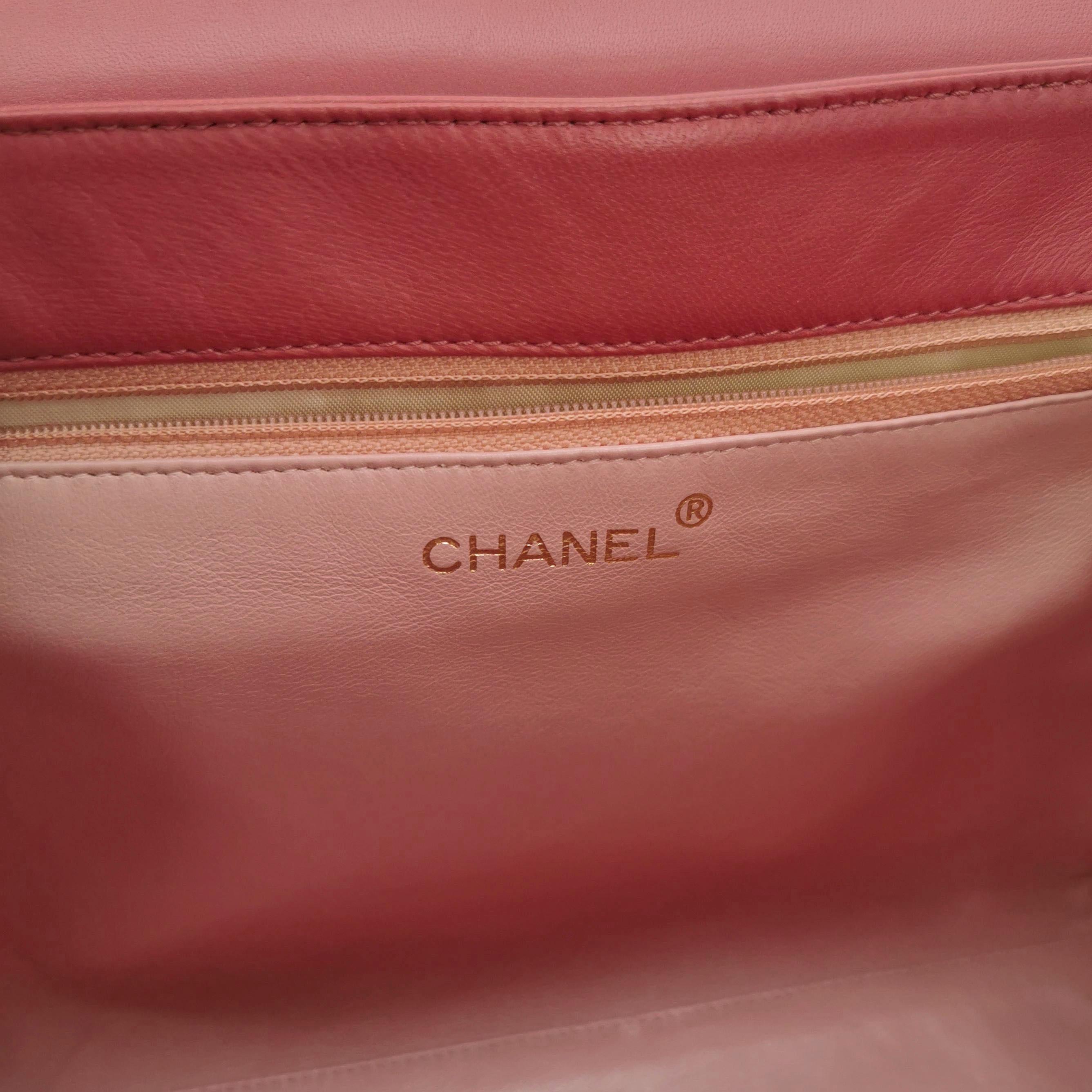 Chanel Kelly Vintage Top Handle Bag Rosa Lammfell Leder 24k Gold Hardware im Angebot 1