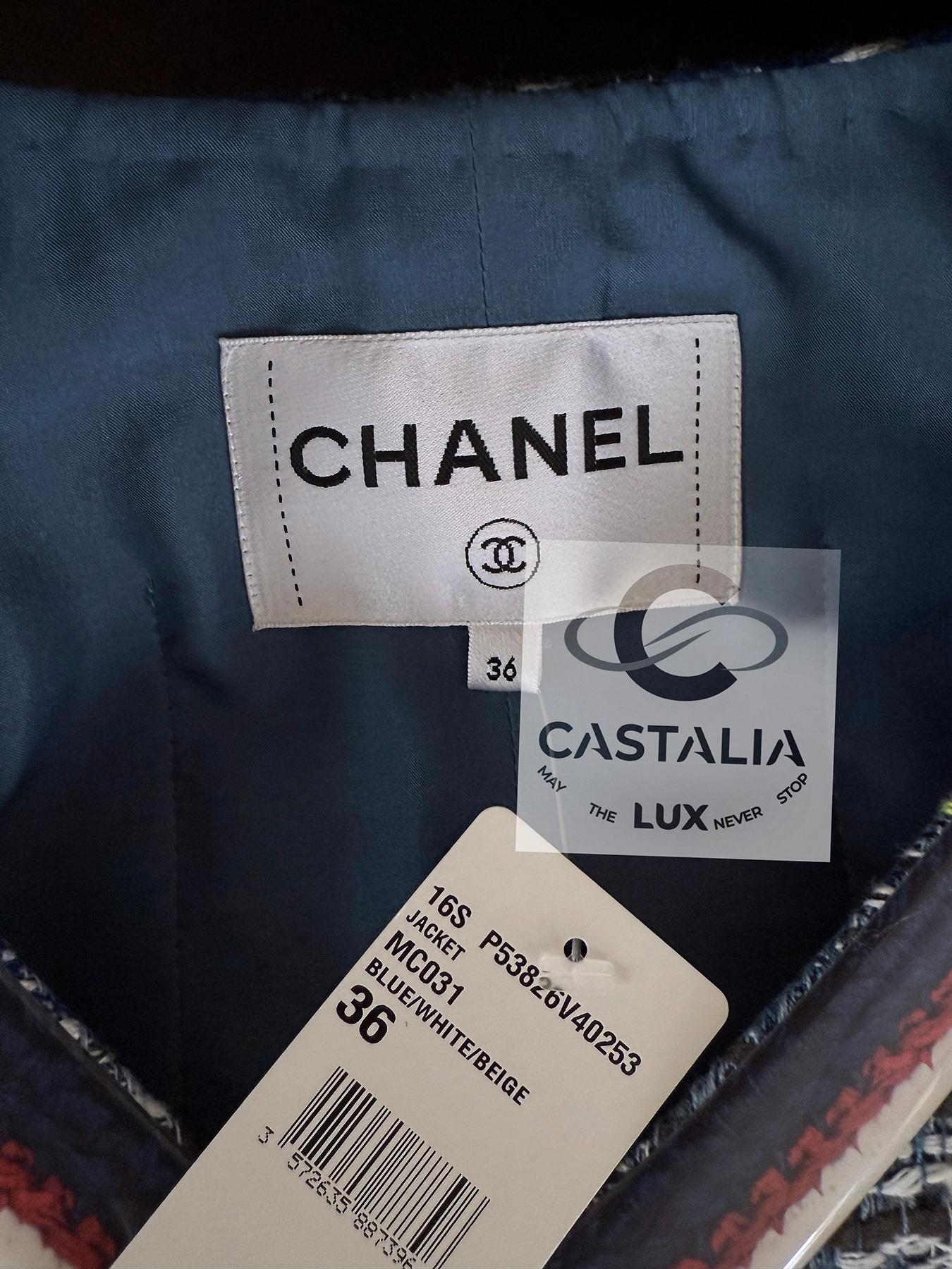 Chanel Kendall Jenner Style New Blue Lesage Tweed Jacket 36 FR 11
