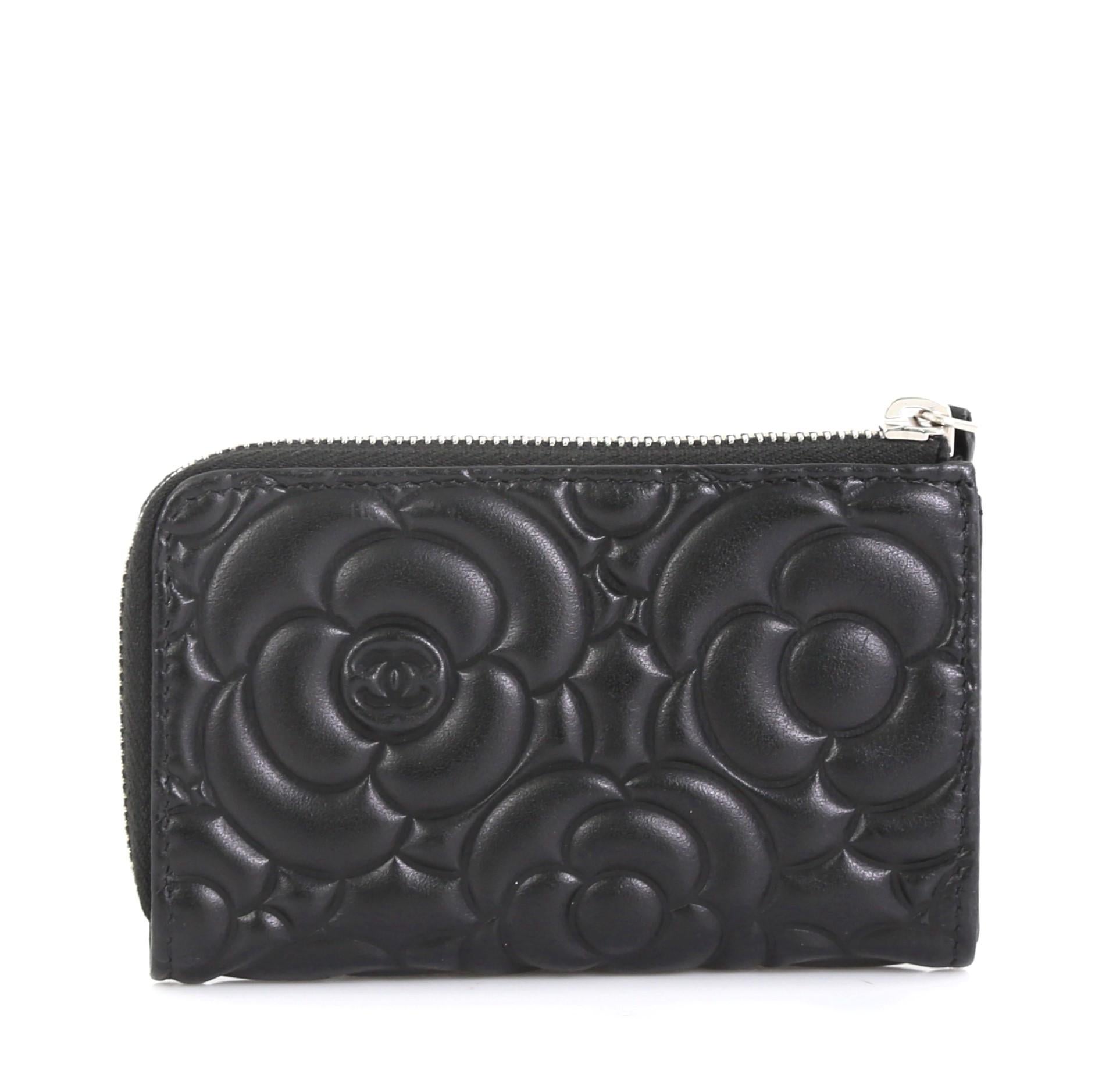 Chanel Key Pouch Camellia Lambskin In Excellent Condition In NY, NY