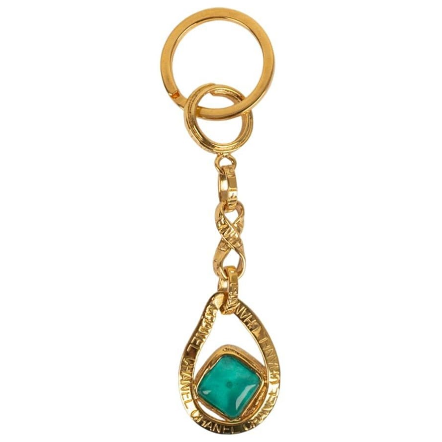 Chanel Keychain in Gilded Metal and Glass Paste Cabochons
