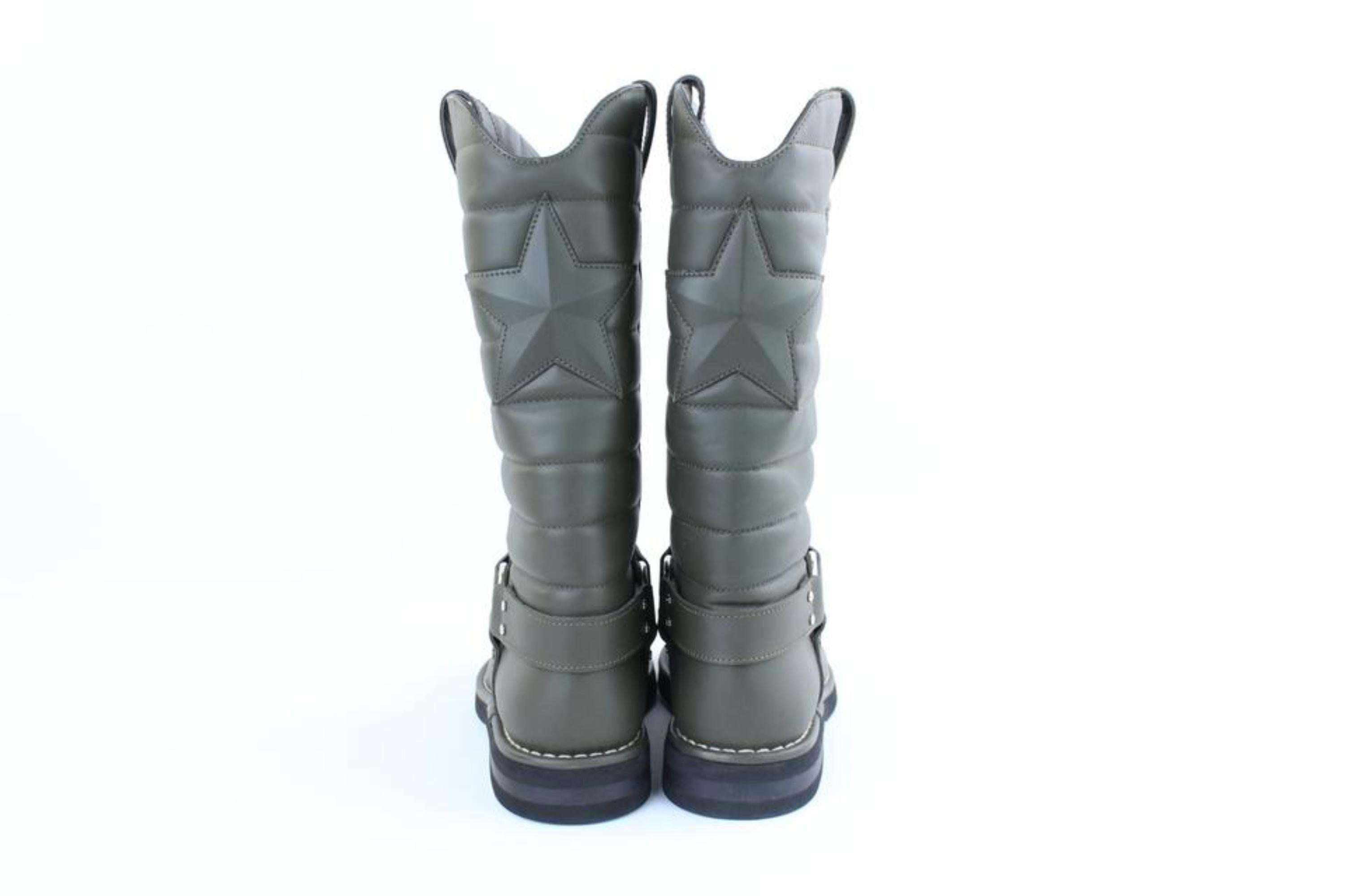 Chanel Khaki 14a Quilted Leather Star Harness Motorcycle 6cj1016  Boots/Booties For Sale 4
