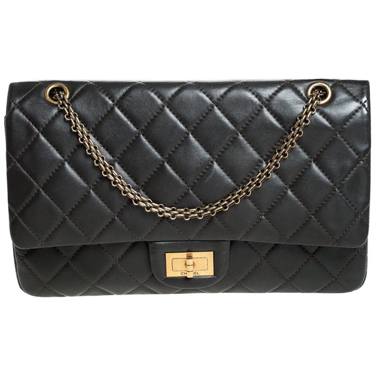 Chanel Khaki Brown Quilted Leather Reissue 227 Flap Bag