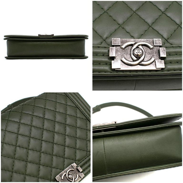 Chanel Khaki Calfskin Large Boy Bag at 1stDibs