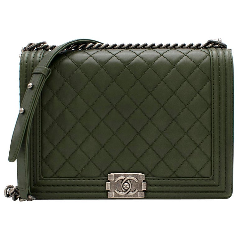 Chanel Khaki Calfskin Large Boy Bag at 1stDibs chanel jumbo boy bag