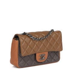 Chanel KHAKI, GRAU & DUNKELBEIGE QUILTED LAMBSKIN RECTANGULAR MINI FLAP BAG