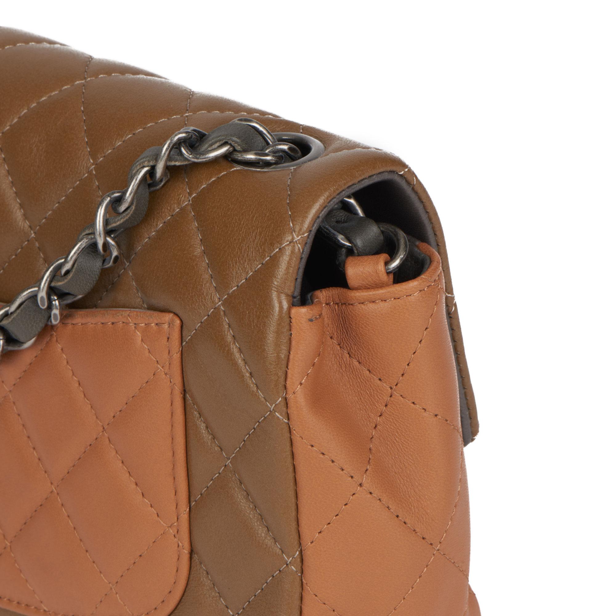 Women's Chanel KHAKI, GREY & DARK BEIGE QUILTED LAMBSKIN RECTANGULAR MINI FLAP BAG