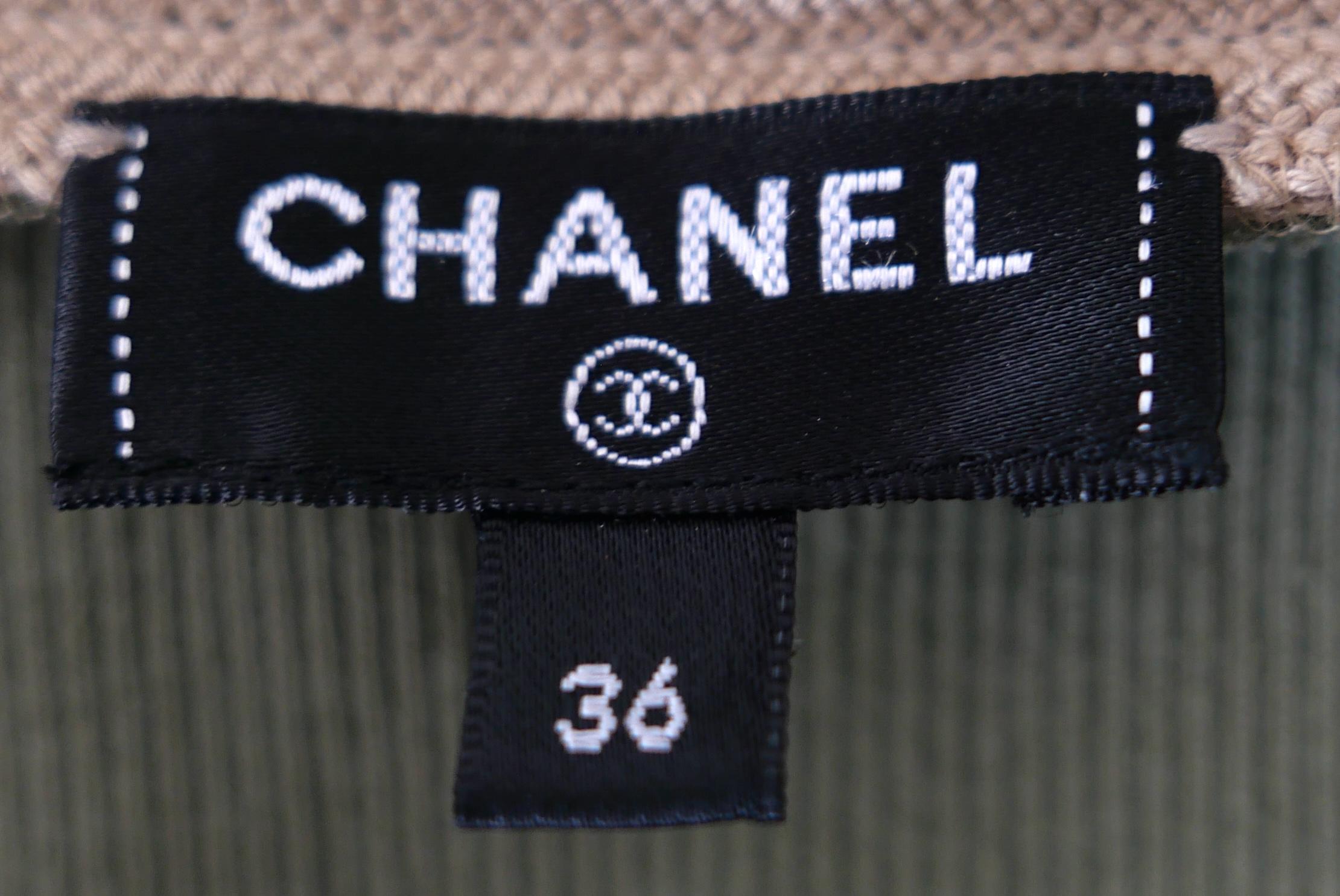Chanel Khaki Knit Striped Trim Top Cruise 2017 17C Cuba For Sale 2