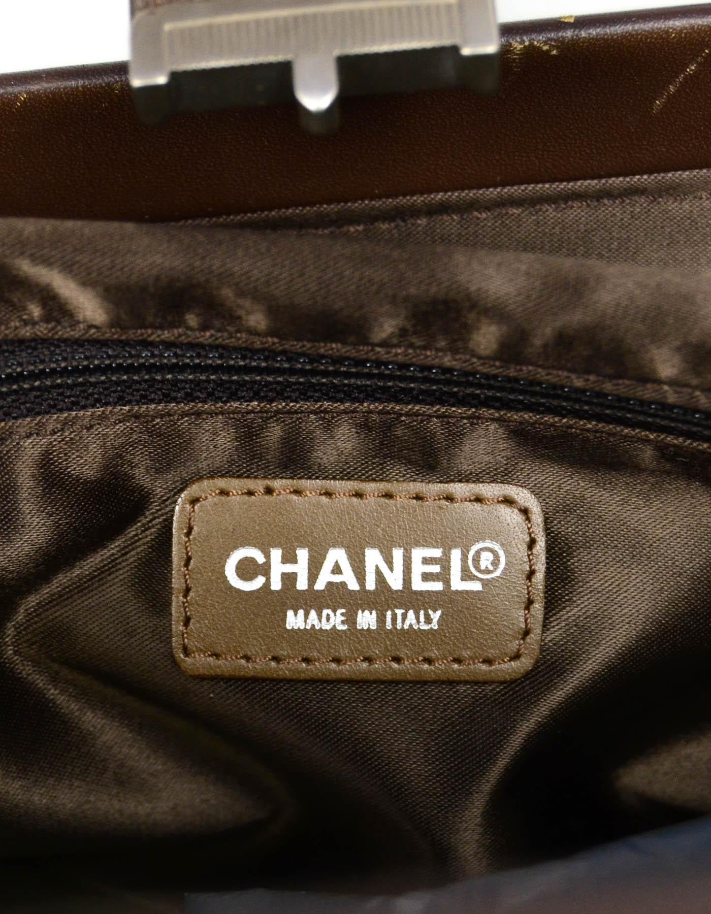 Chanel Khaki Logo Printed Canvas Travel Ligne Frame Bag 4