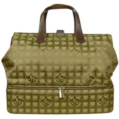 Chanel Khaki Logo Printed Canvas Travel Ligne Frame Bag