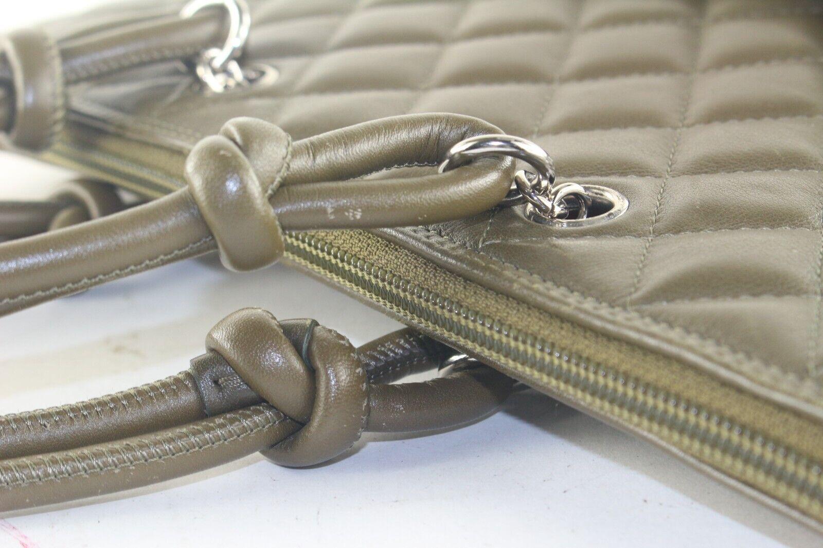Chanel Khaki Olive Leather Quilted Cambon Tote 3CAS1023K For Sale 2