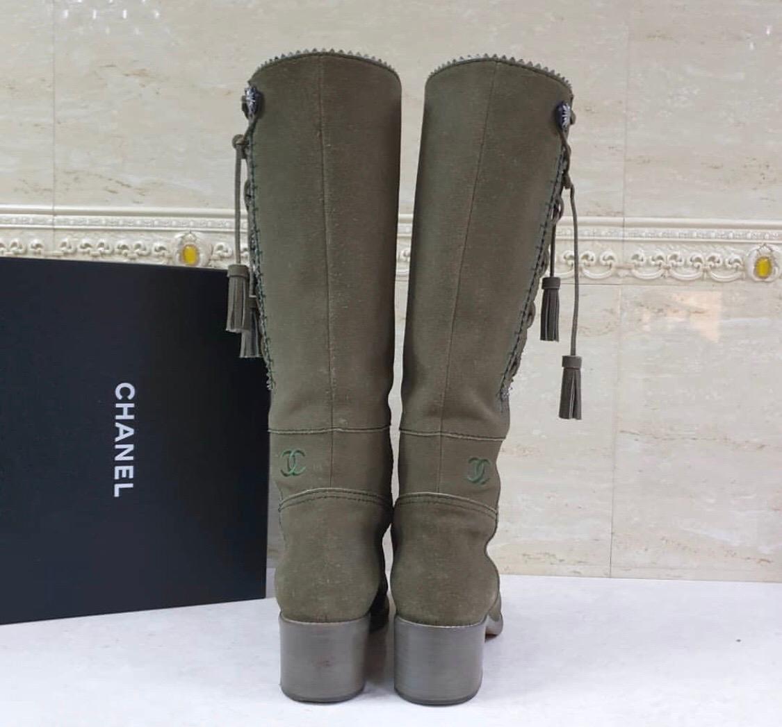 Women's Chanel Khaki Paris Salzburg Boots