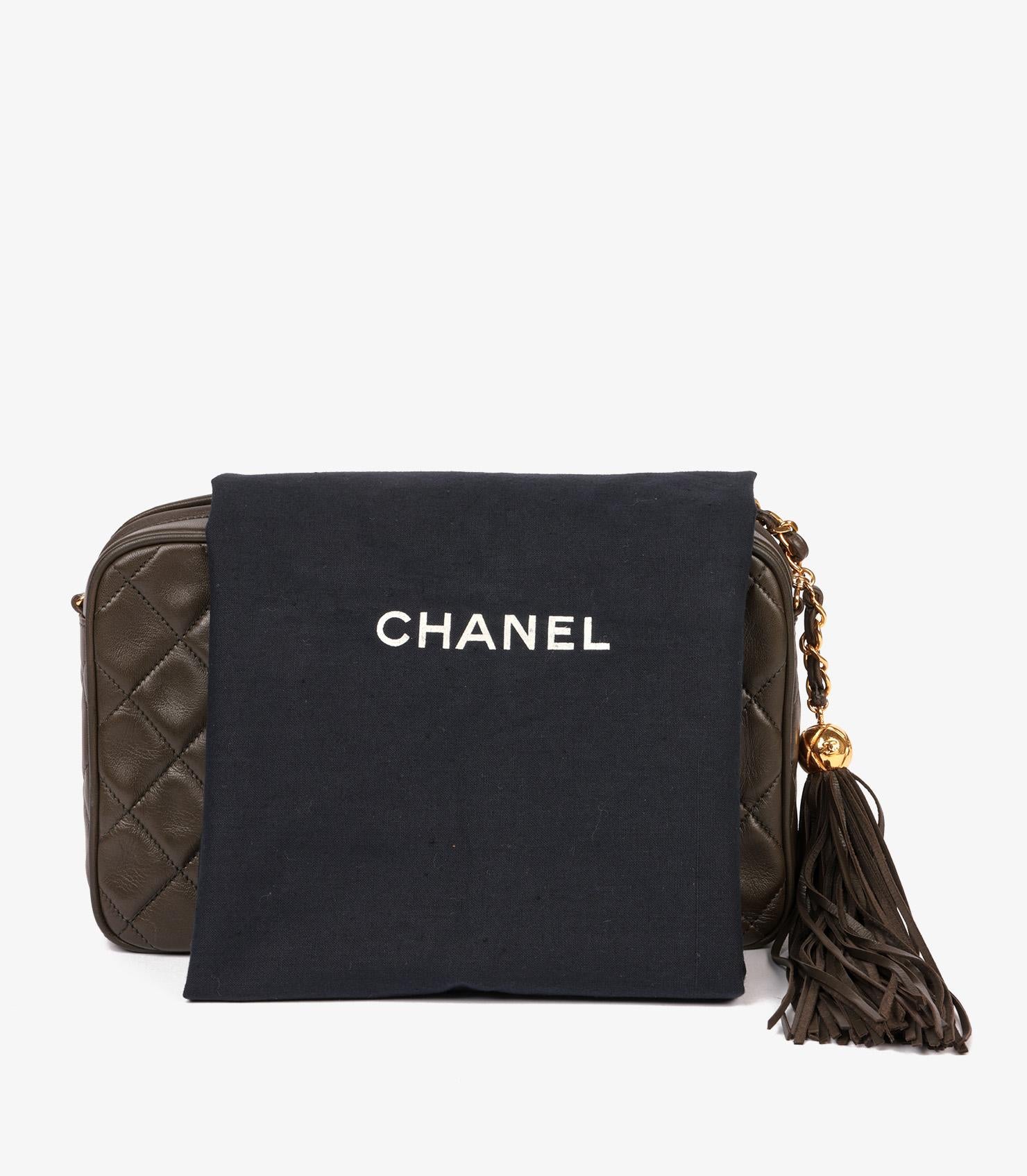 Chanel Khaki Quilted Lambskin Vintage Medium Timeless Camera Bag 6