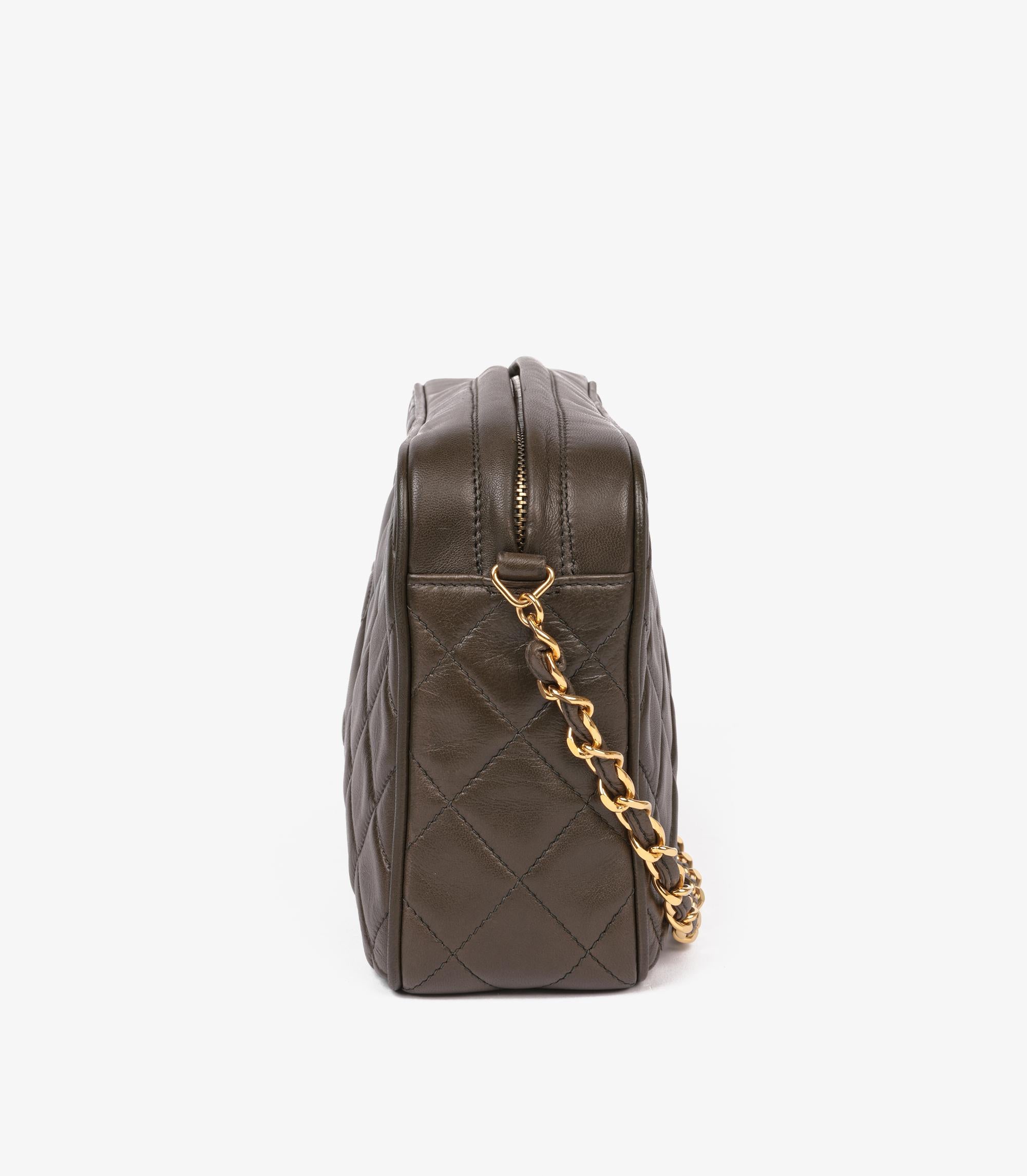 Women's or Men's Chanel Khaki Quilted Lambskin Vintage Medium Timeless Camera Bag