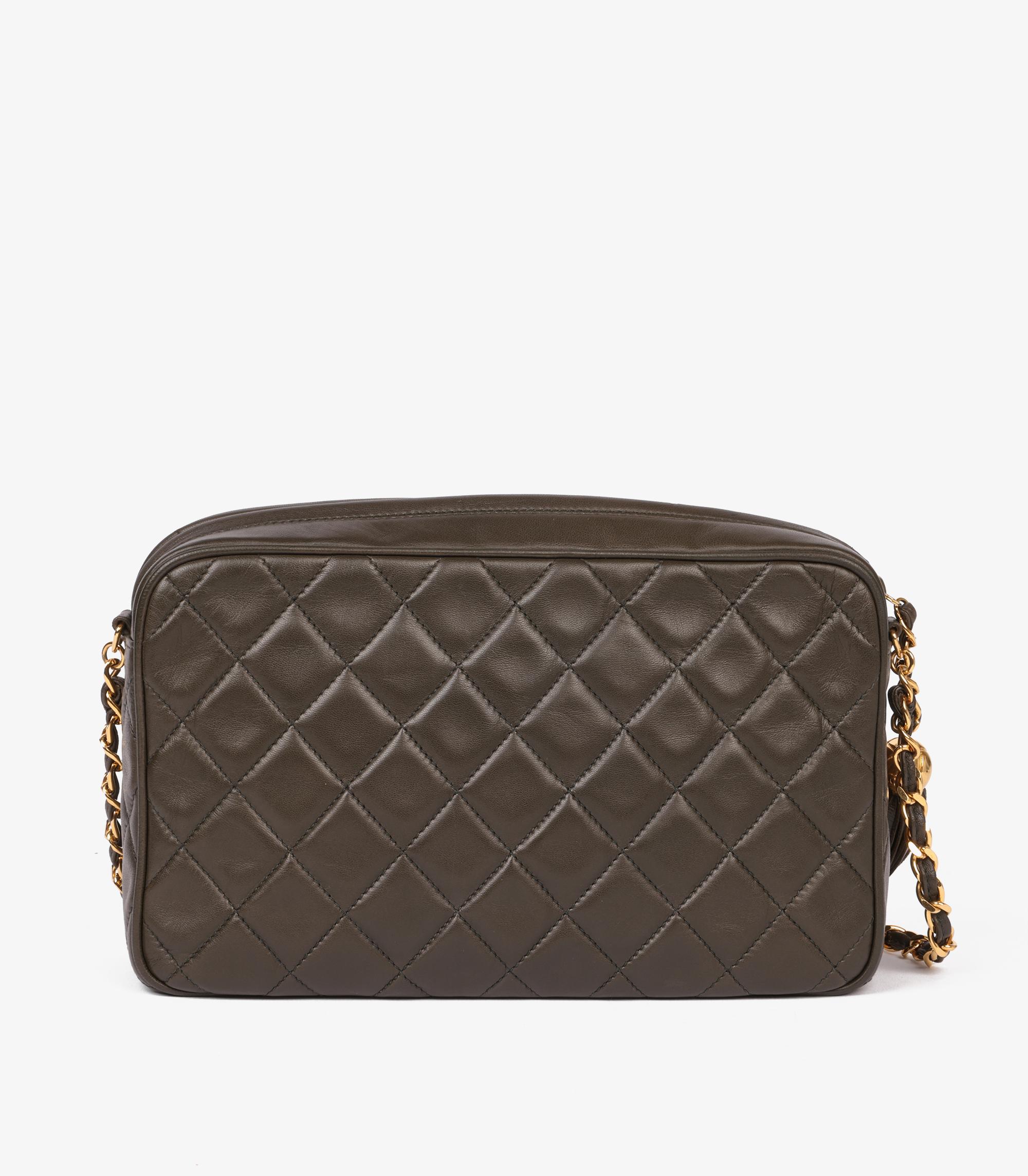 Chanel Khaki Quilted Lambskin Vintage Medium Timeless Camera Bag 1