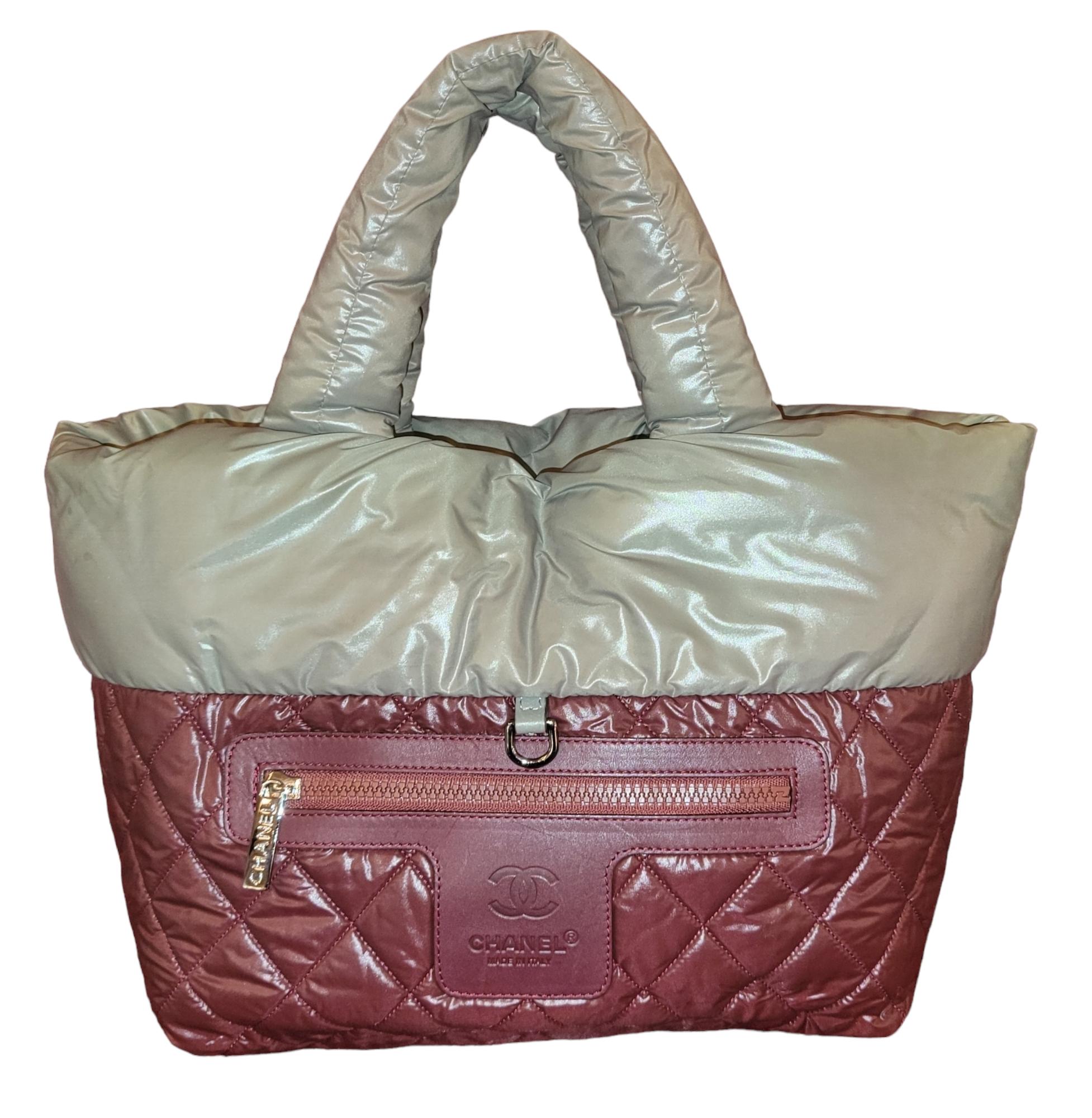Chanel Khaki Reversible Leather And Nylon Hand Bag 4