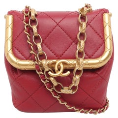Chanel Kiss Lock Clasp Bag Super Mini Red Lambskin Leather Gold-tone Hardware, 2