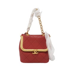 Chanel Kiss Lock Clasp Bag Super Mini Red Lambskin Leather Gold-tone Hardware, 2