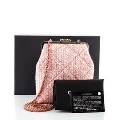 Chanel Kiss Lock Phone Holder with Chain Quilted Tweed