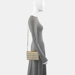 Chanel KissLock Chocolate Bar Box Metallic Gold Lambskin Crossbody Bag