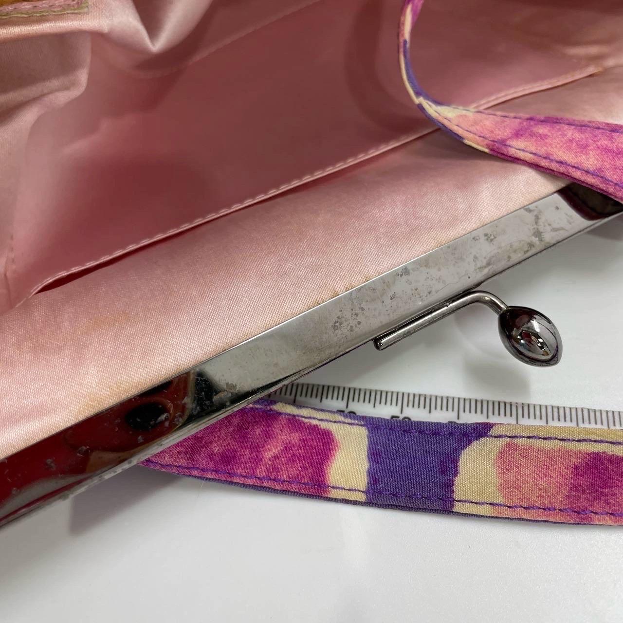 Chanel Kisslock Frame sac violet rose tissu 2000-2003 en vente 11