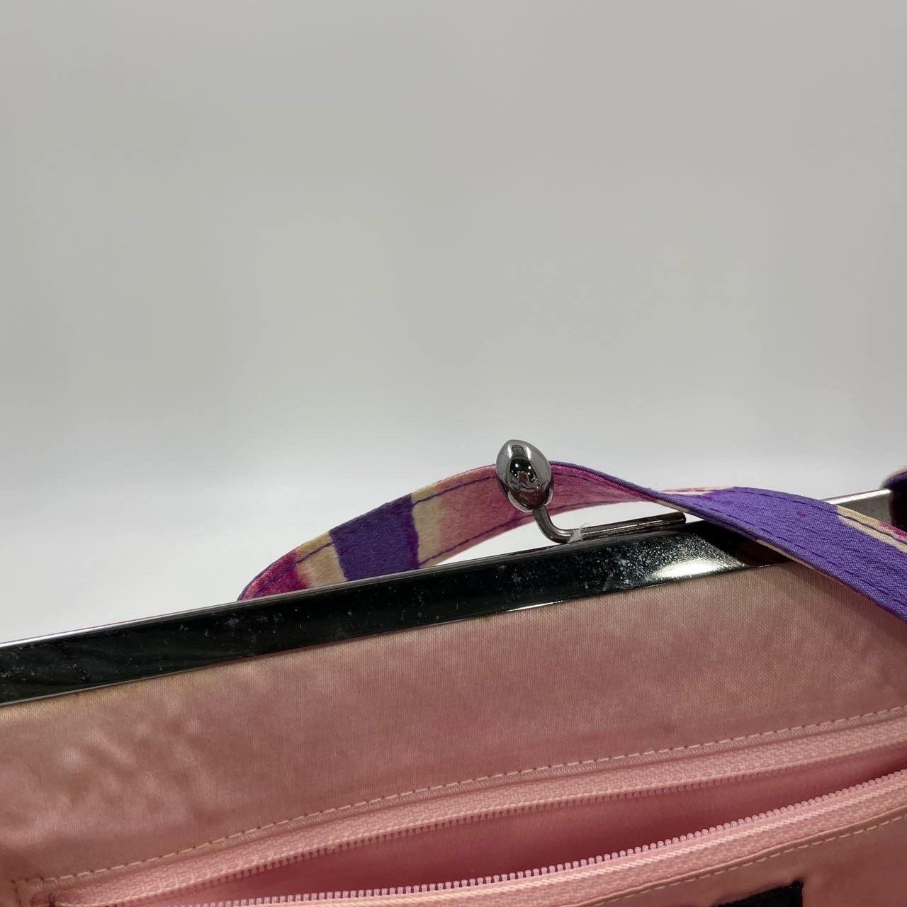 Chanel Kisslock Frame sac violet rose tissu 2000-2003 en vente 12