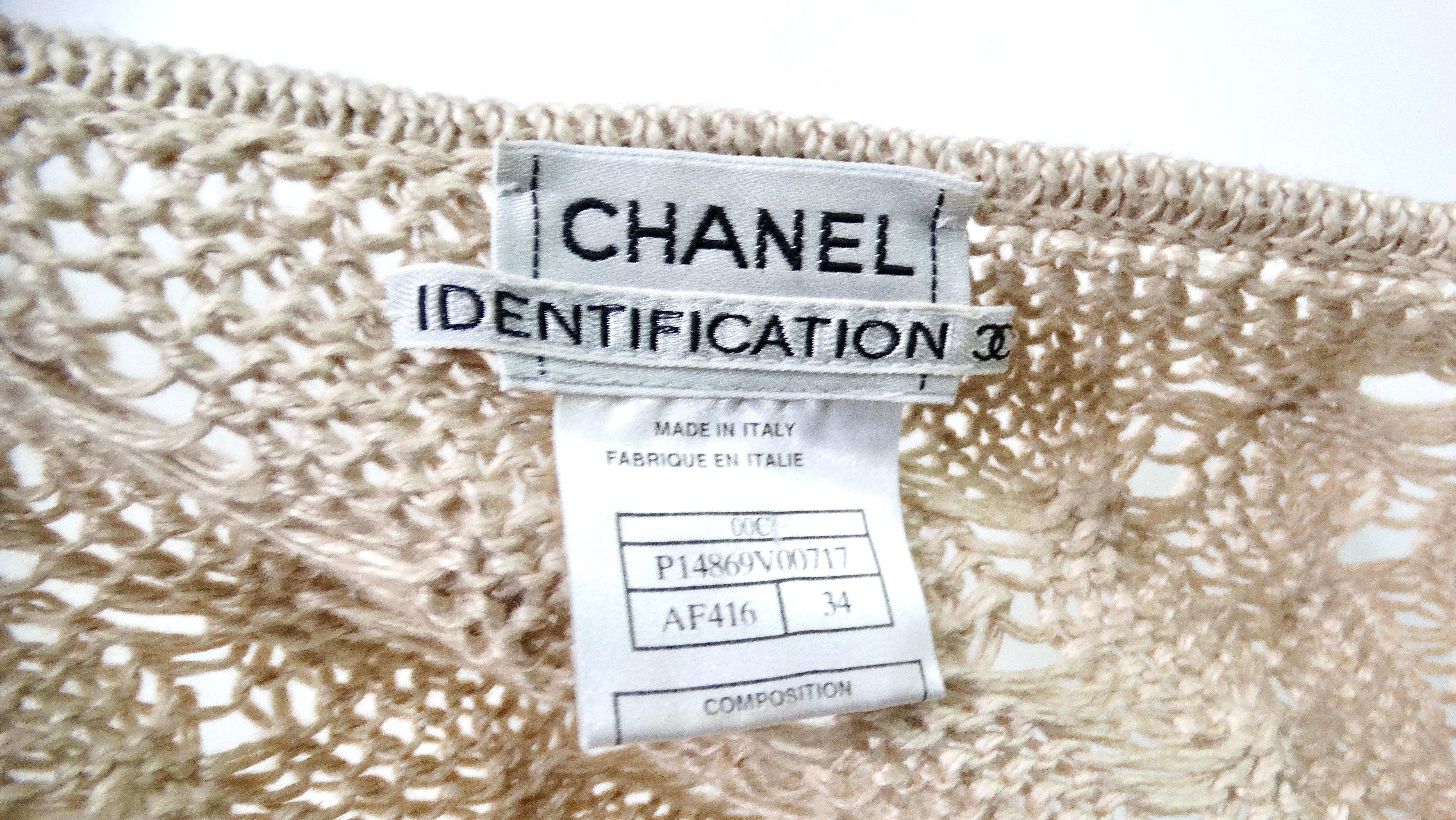 Chanel Jersey de punto de lino transparente beige circa 2000 en venta 3