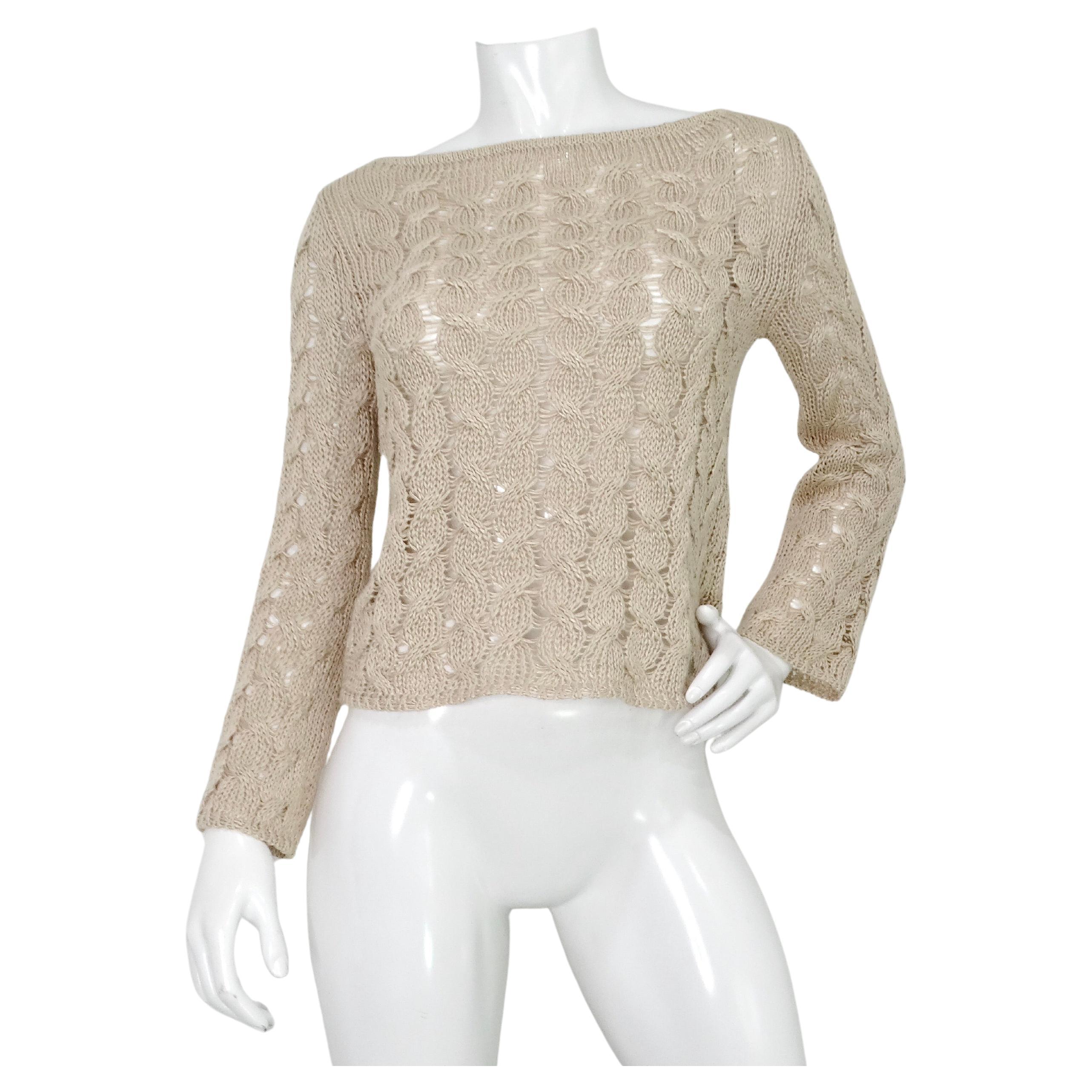 Chanel Jersey de punto de lino transparente beige circa 2000 en venta