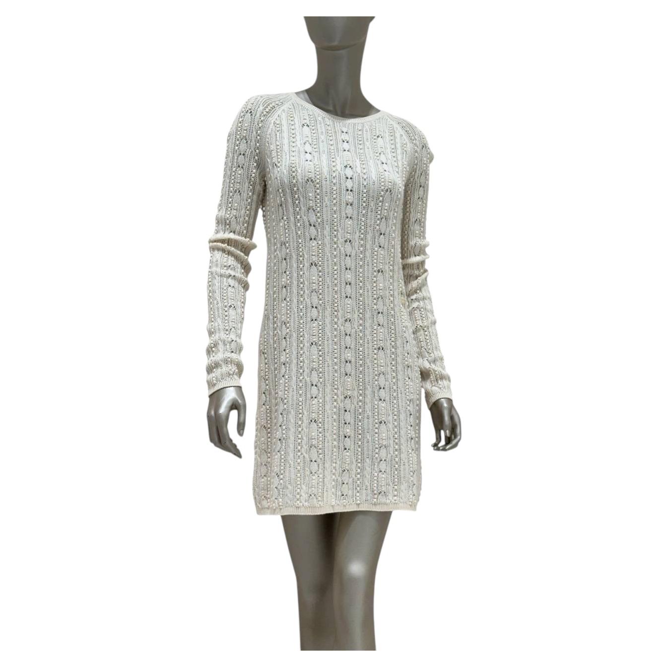 Chanel-Strickkleid aus Wollmischung in Creme, Größe 40