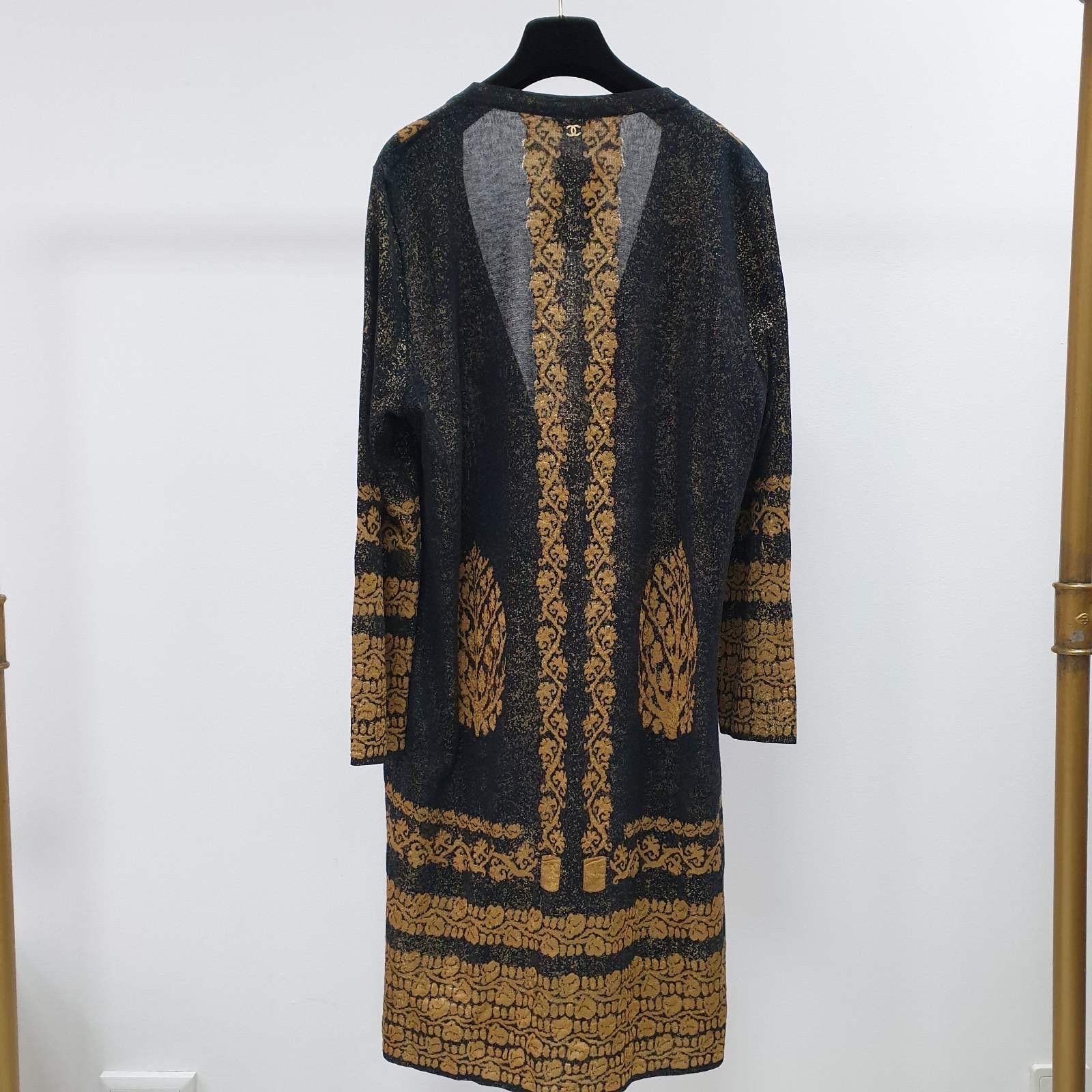 Chanel Knit Jacquard Print Long Sleeve Dress Cardigan  For Sale 4