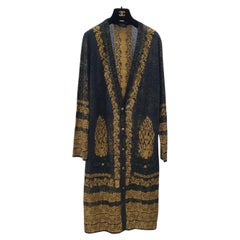 Chanel Knit Jacquard Print Long Sleeve Dress Cardigan 