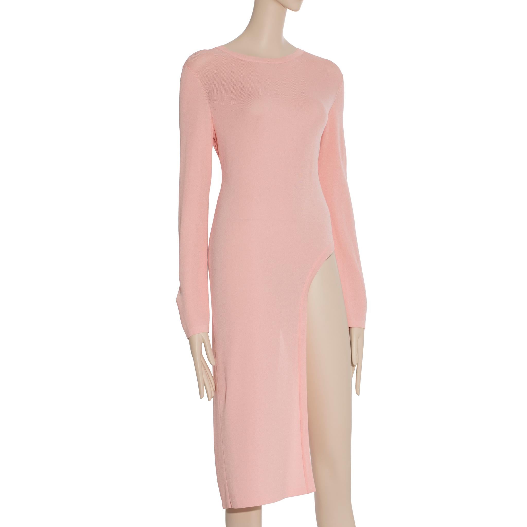 Chanel Knit Pink Long Sleeve Dress/Top 40 FR In New Condition For Sale In DOUBLE BAY, NSW