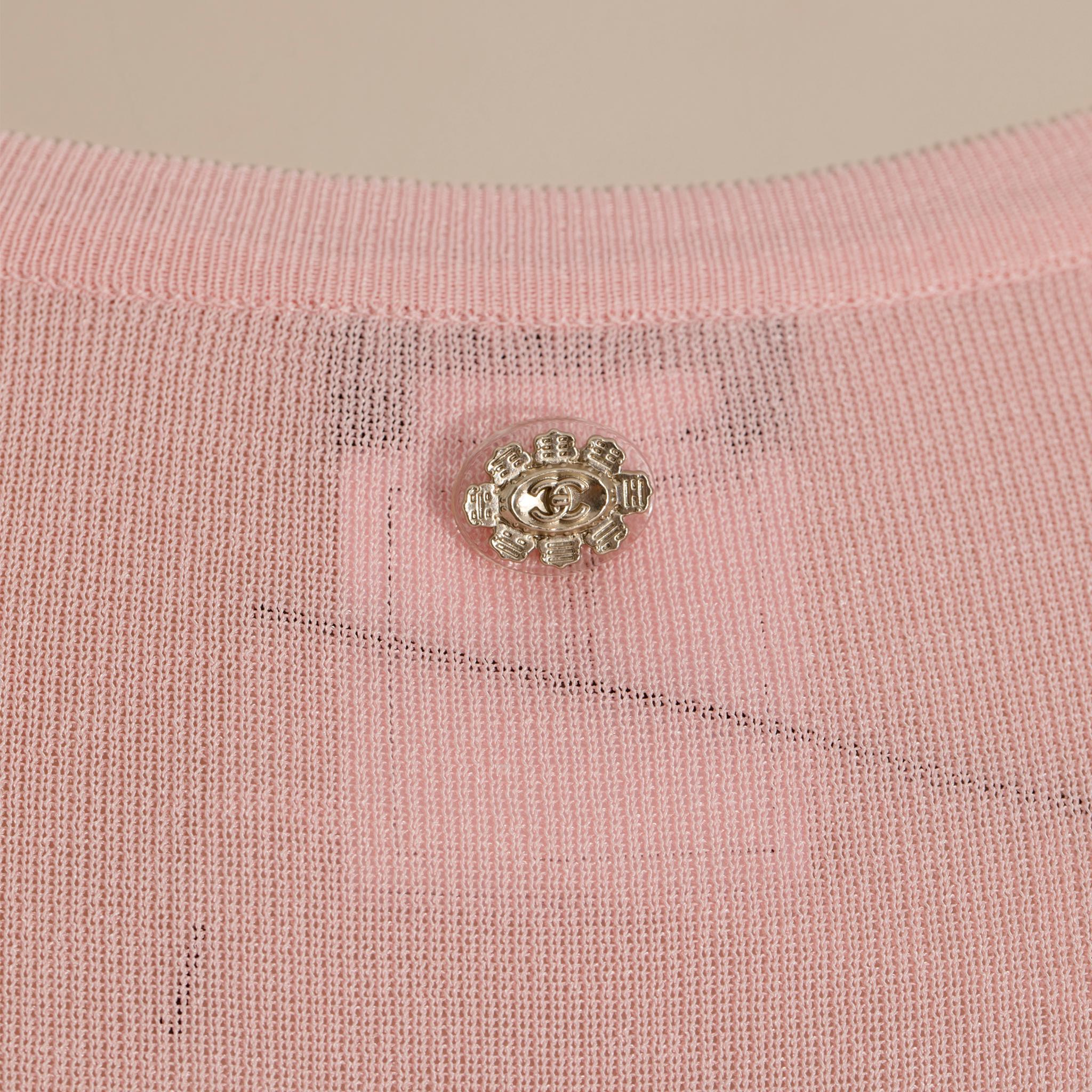 Women's Chanel Knit Pink Long Sleeve Dress/Top 40 FR For Sale