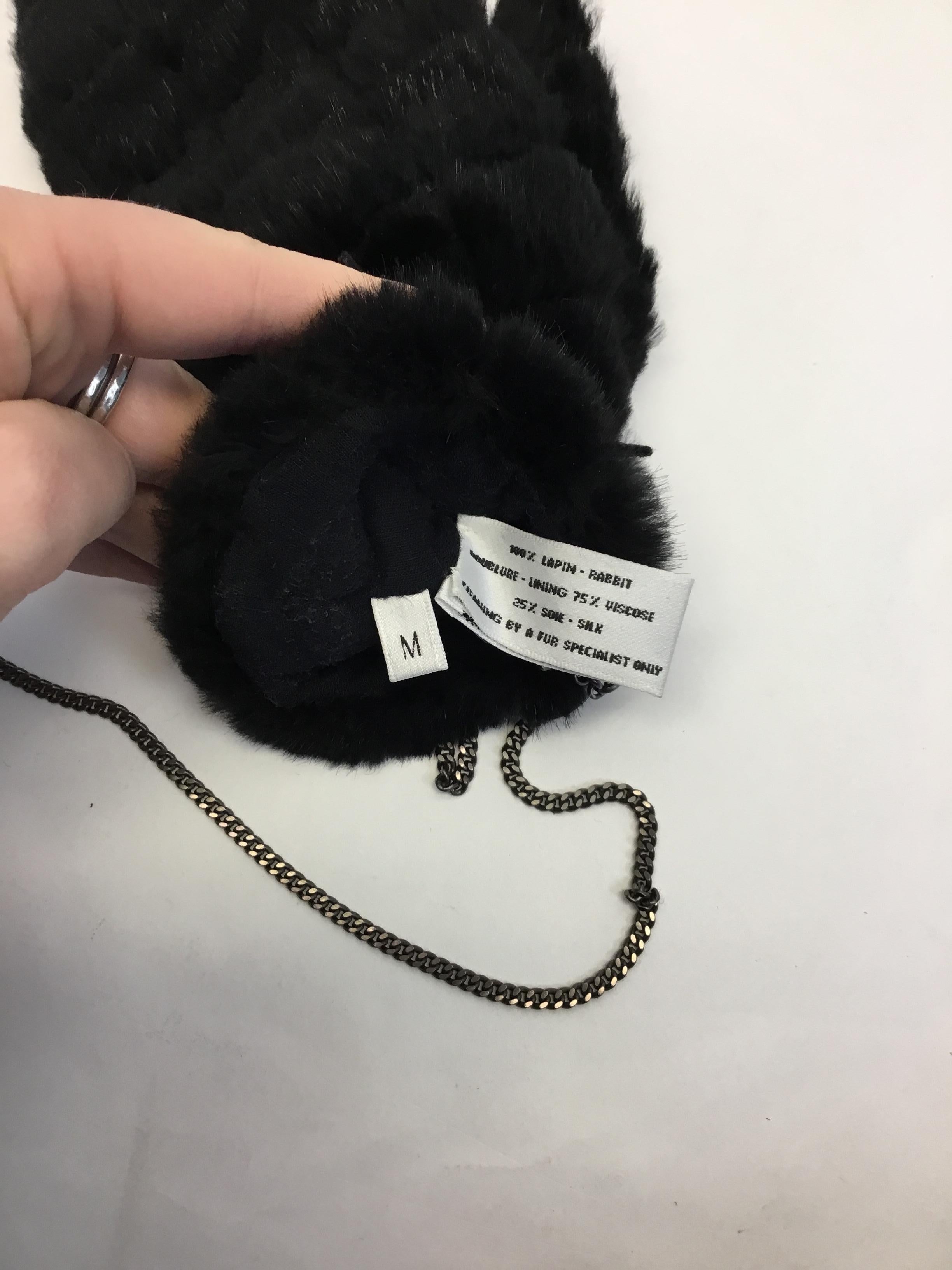 Chanel Knit Rabbit Fur Mittens with Chain 1