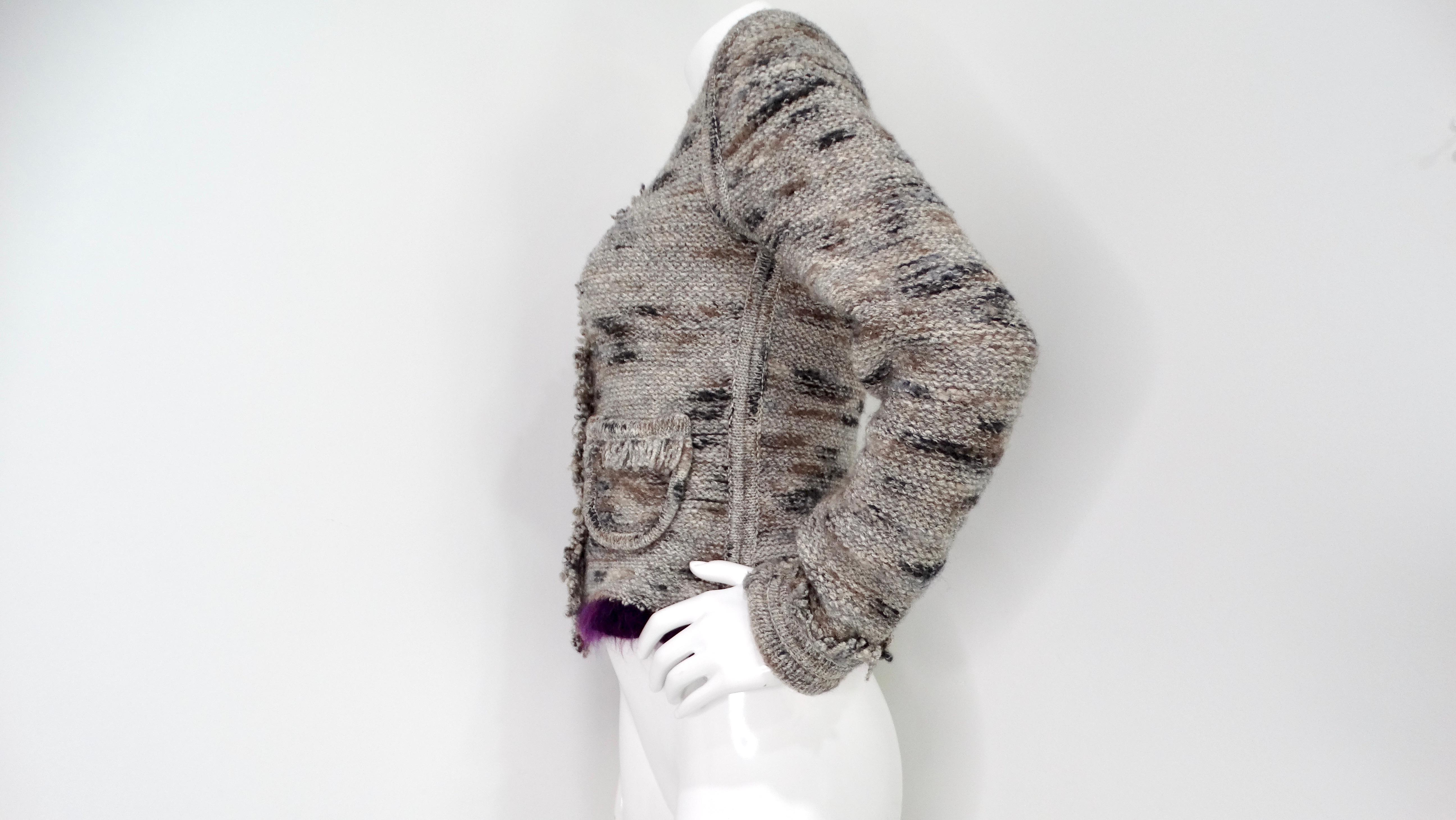 Women's or Men's Chanel Knit Wool Blend Fringe Cardigan circa 1999 For Sale