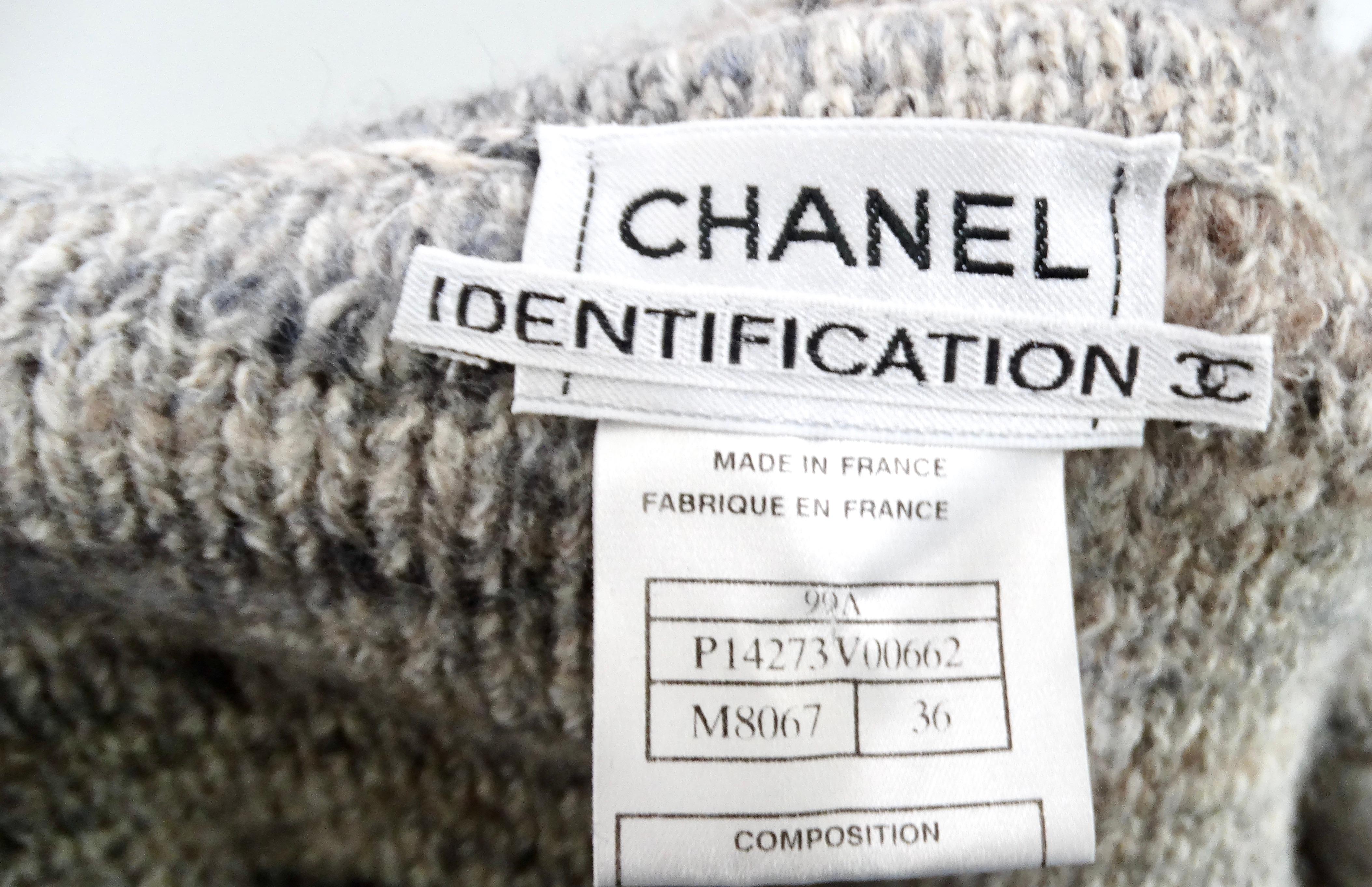 Chanel Knit Wool Blend Fringe Cardigan circa 1999 For Sale 4