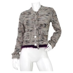Vintage Chanel Knit Wool Blend Fringe Cardigan circa 1999