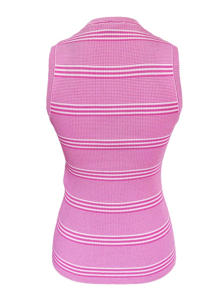 Chanel Knitted Striped Pink Tank Top - 19C Collection For Sale at