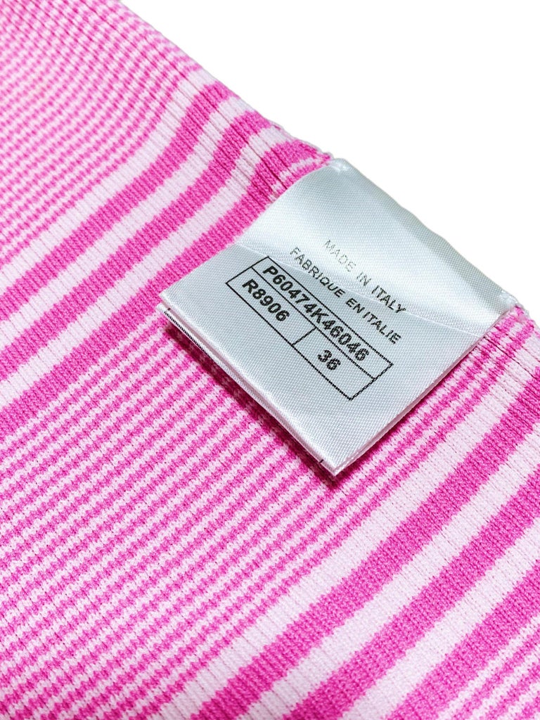 Chanel Knitted Striped Pink Tank Top - 19C Collection For Sale at 1stDibs